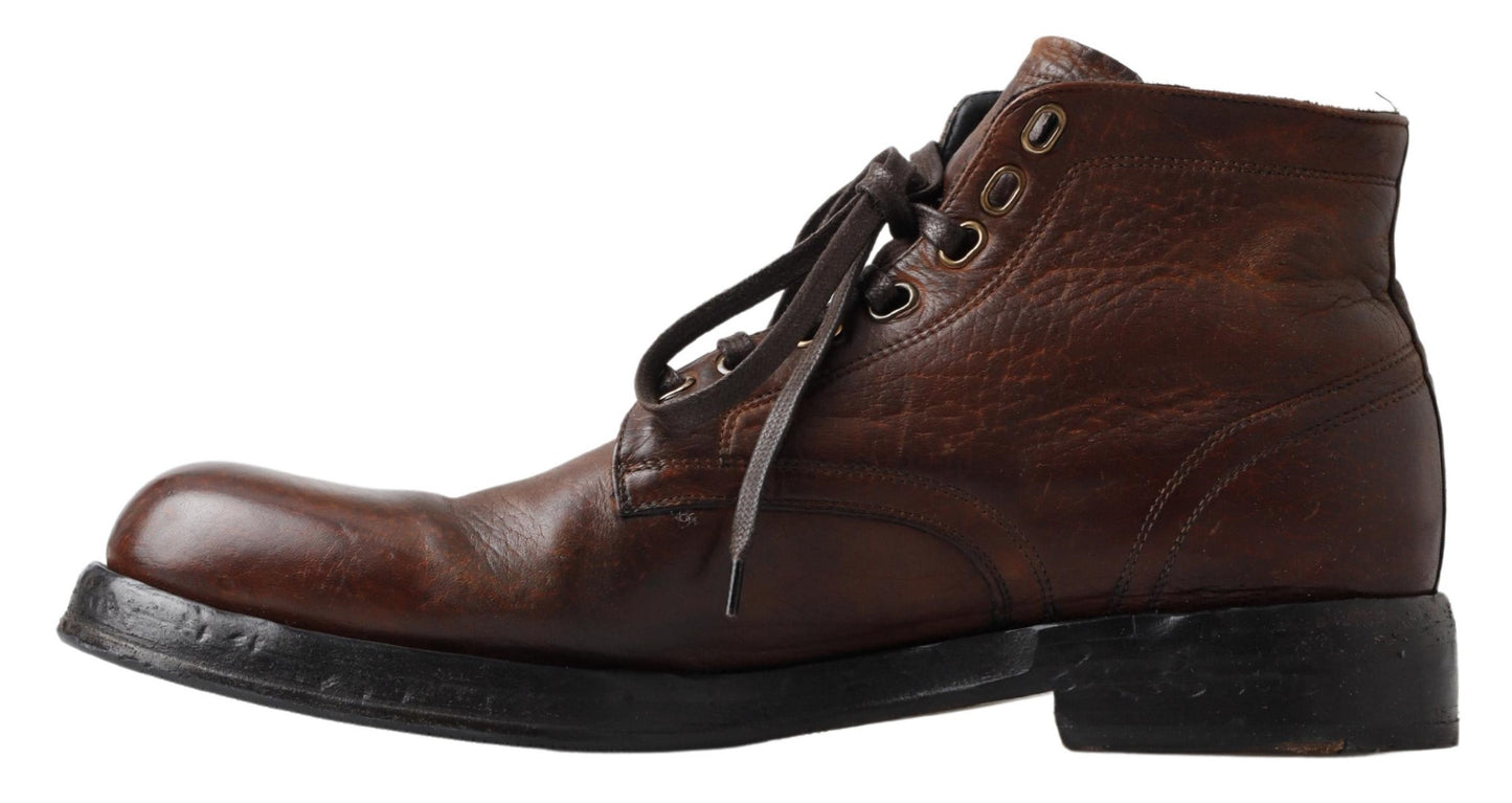 Dolce & Gabbana Elegant Leather Lace-Up Men's Boots