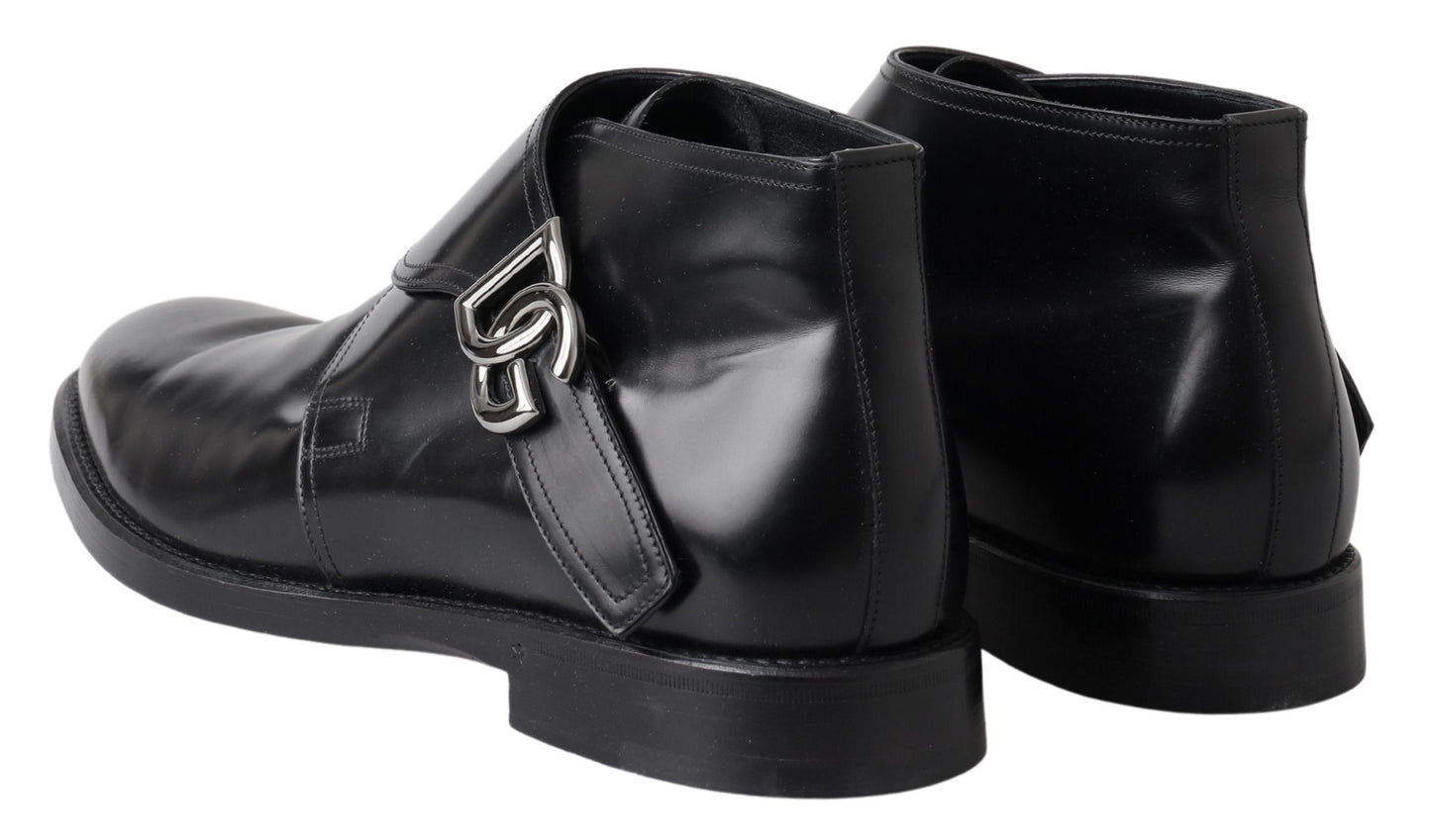 Dolce & Gabbana Elegant Leather Monk Strap Dress Shoes