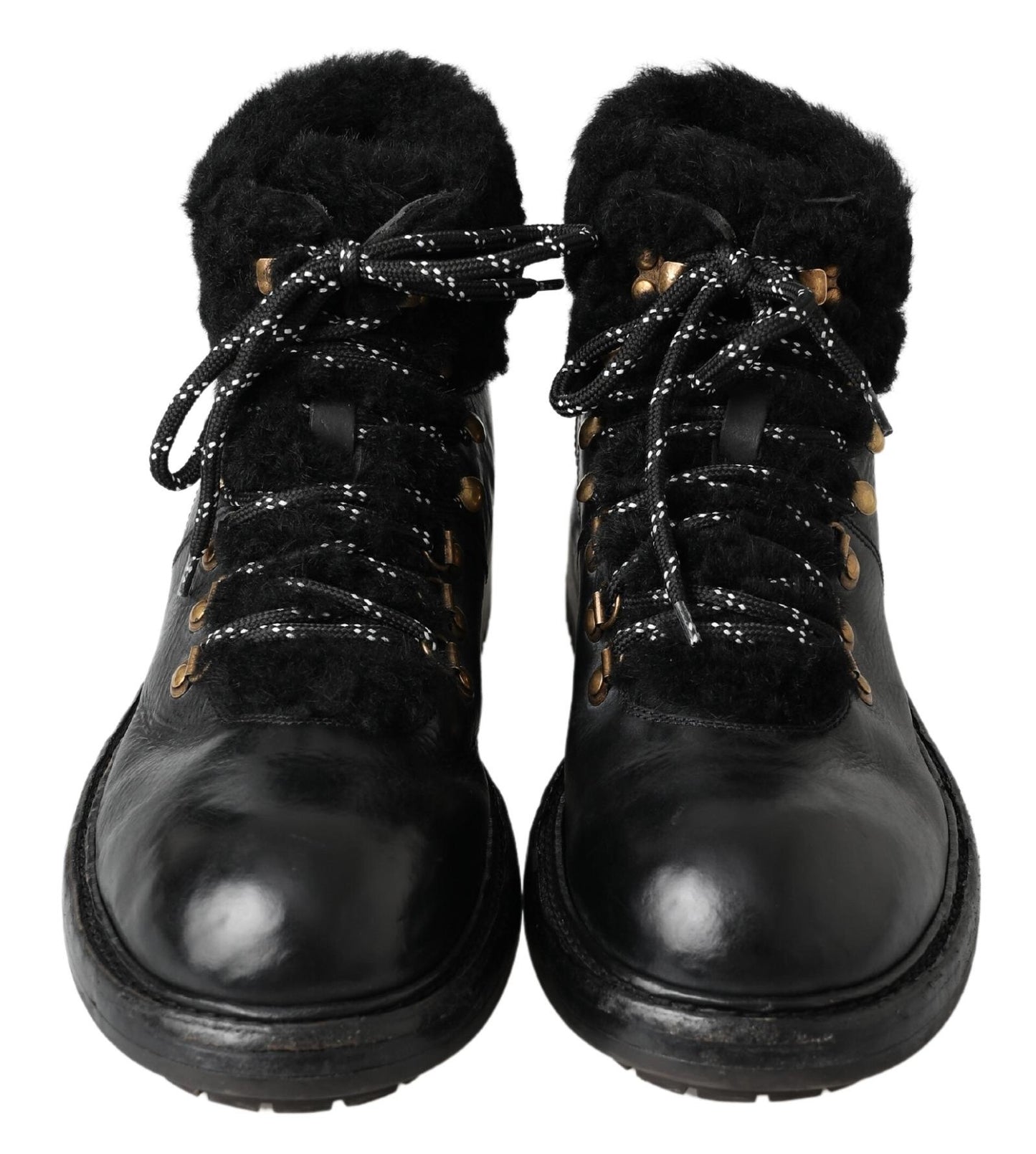 Dolce & Gabbana Elegant Shearling Style Men's Leather Boots