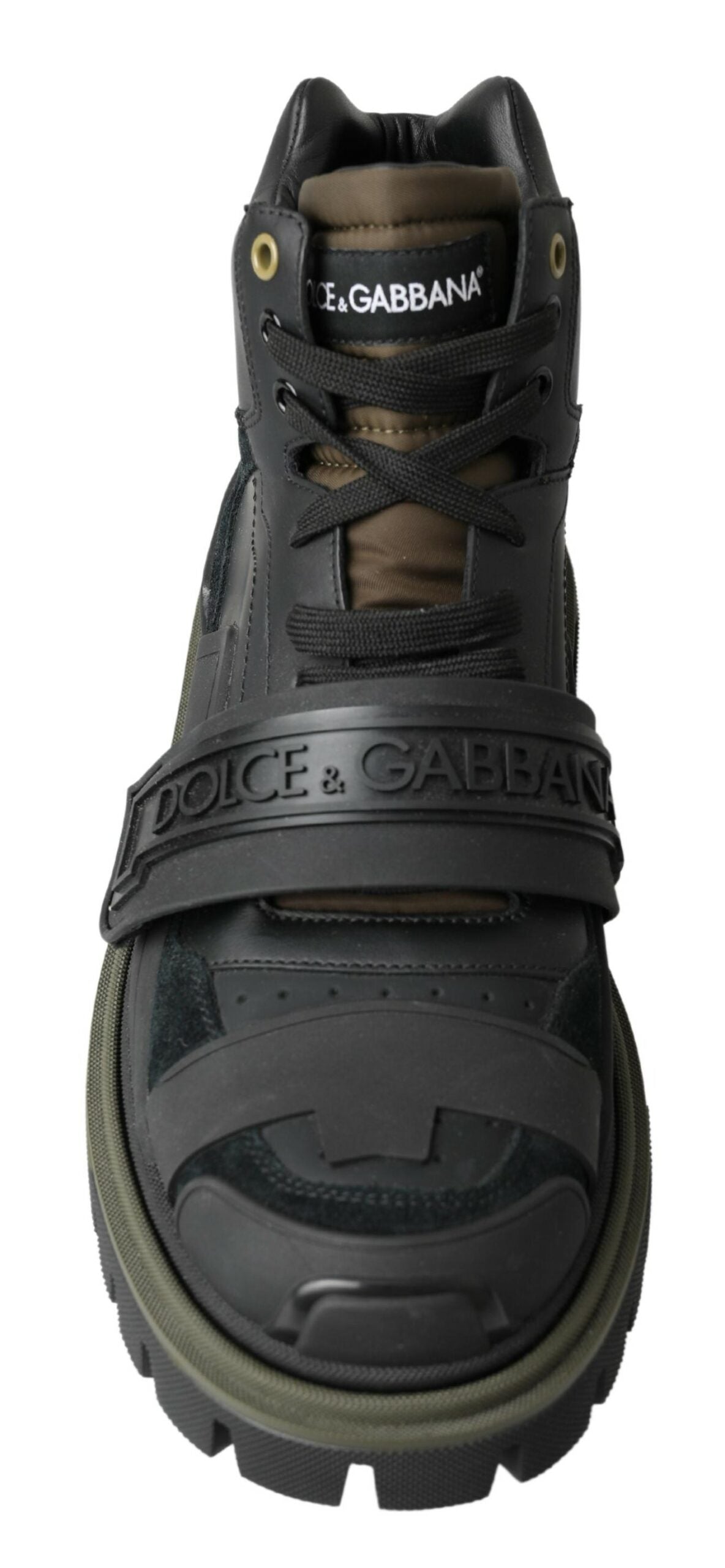 Dolce & Gabbana Elegant Combat Boots in Black and Military Green