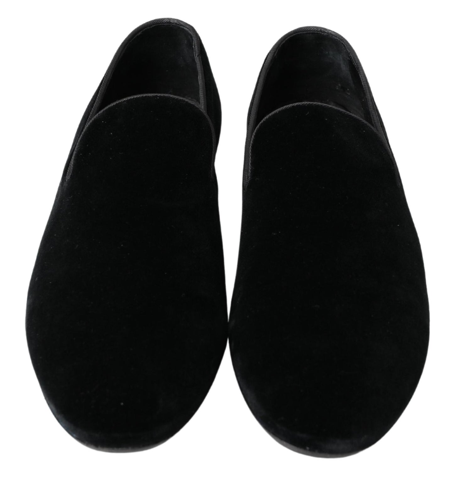 Dolce & Gabbana Elegant Black Velvet Loafers – Pure Sophistication