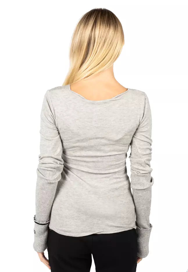 PINKO Elegant V-neck Crossover Sweater in Gray