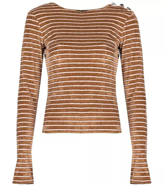 PINKO Elegant Striped Jersey Sweater with Button Details