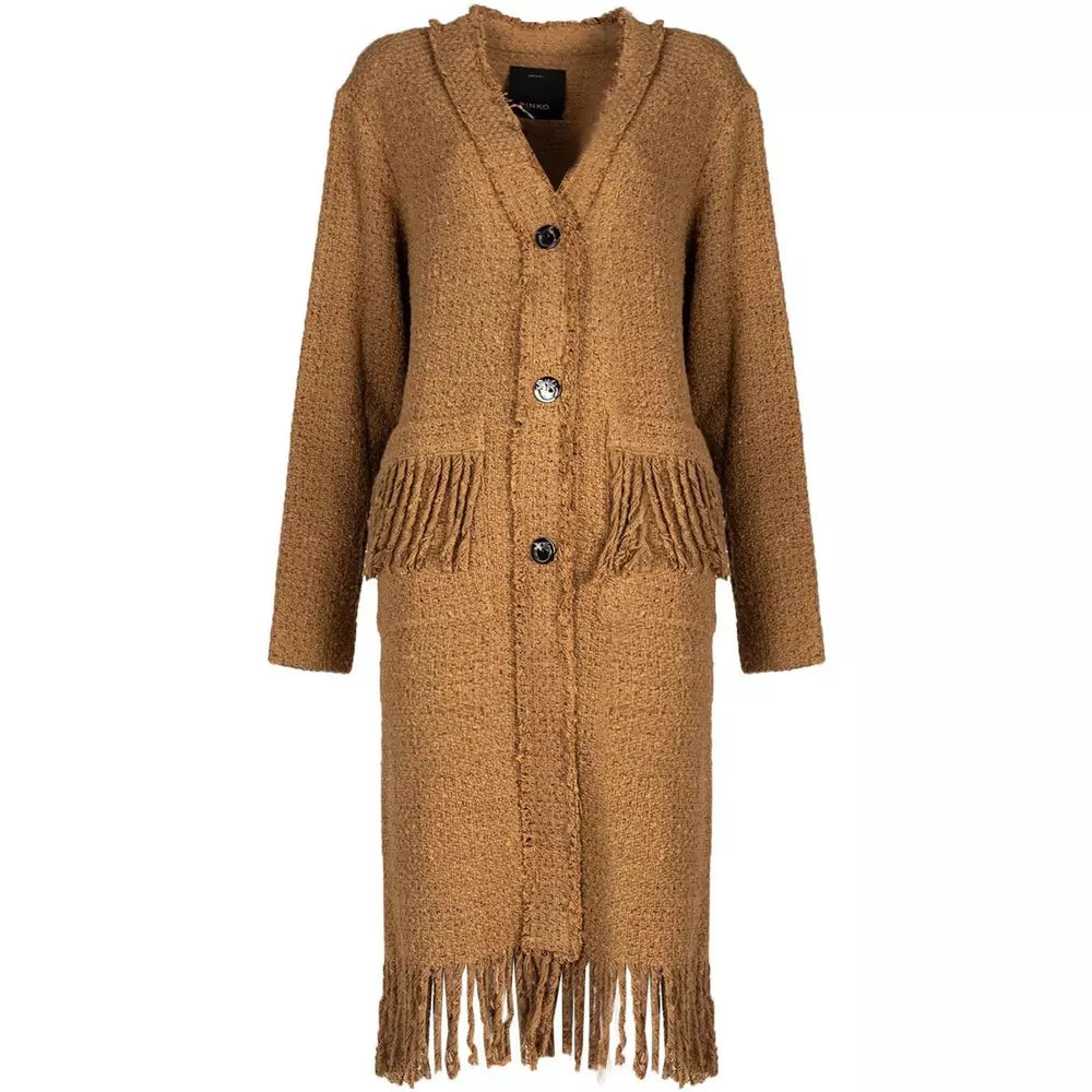 PINKO Chic Cotton Tweed Fringe Coat