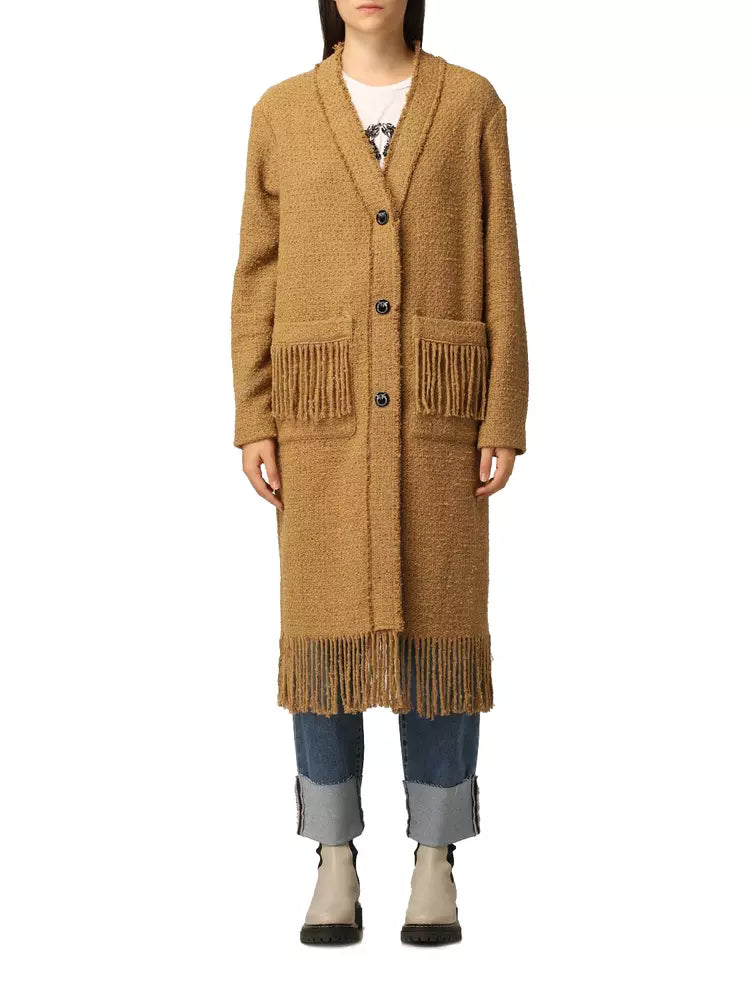 PINKO Chic Cotton Tweed Fringe Coat