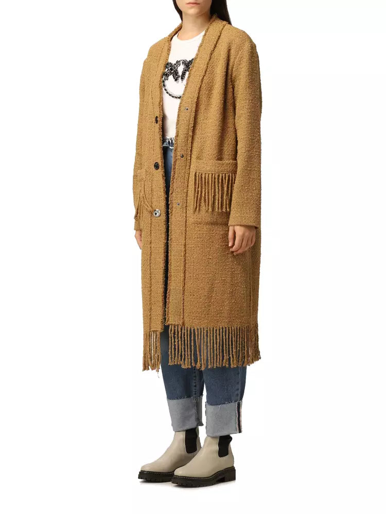 PINKO Chic Cotton Tweed Fringe Coat