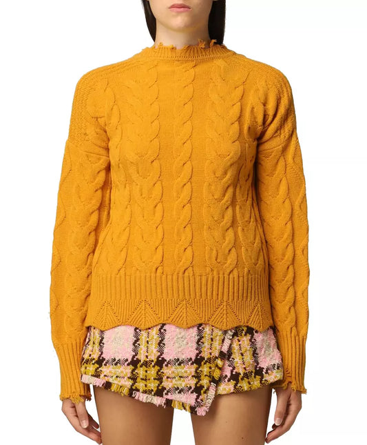 PINKO Chic Yellow Crew Neck Sweater