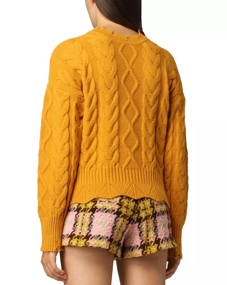 PINKO Chic Yellow Crew Neck Sweater