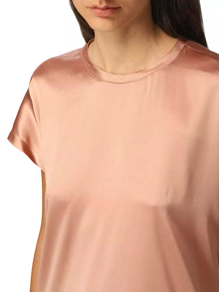 PINKO Elegant Short Sleeve Stretch Silk Blouse