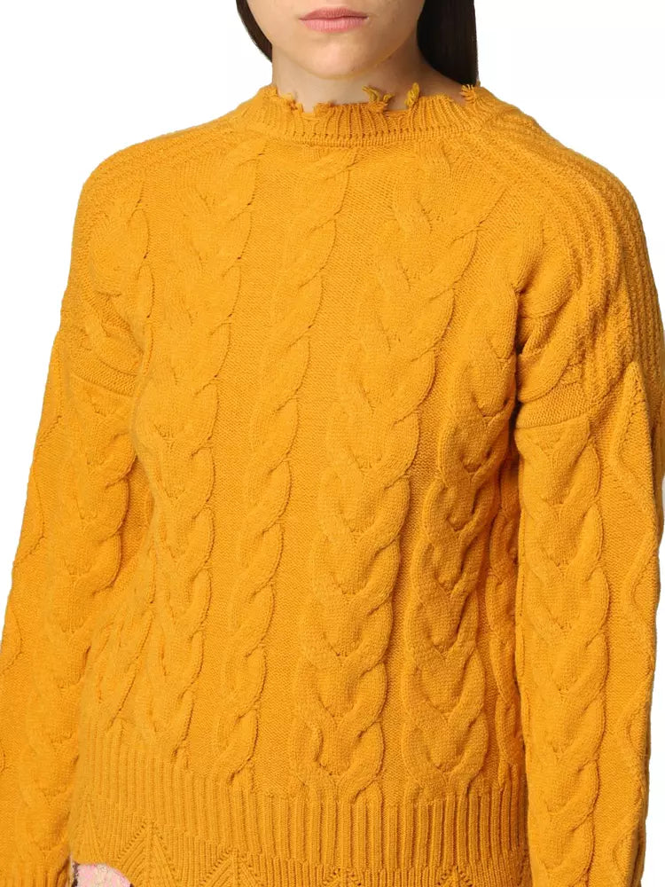 PINKO Chic Yellow Crew Neck Sweater