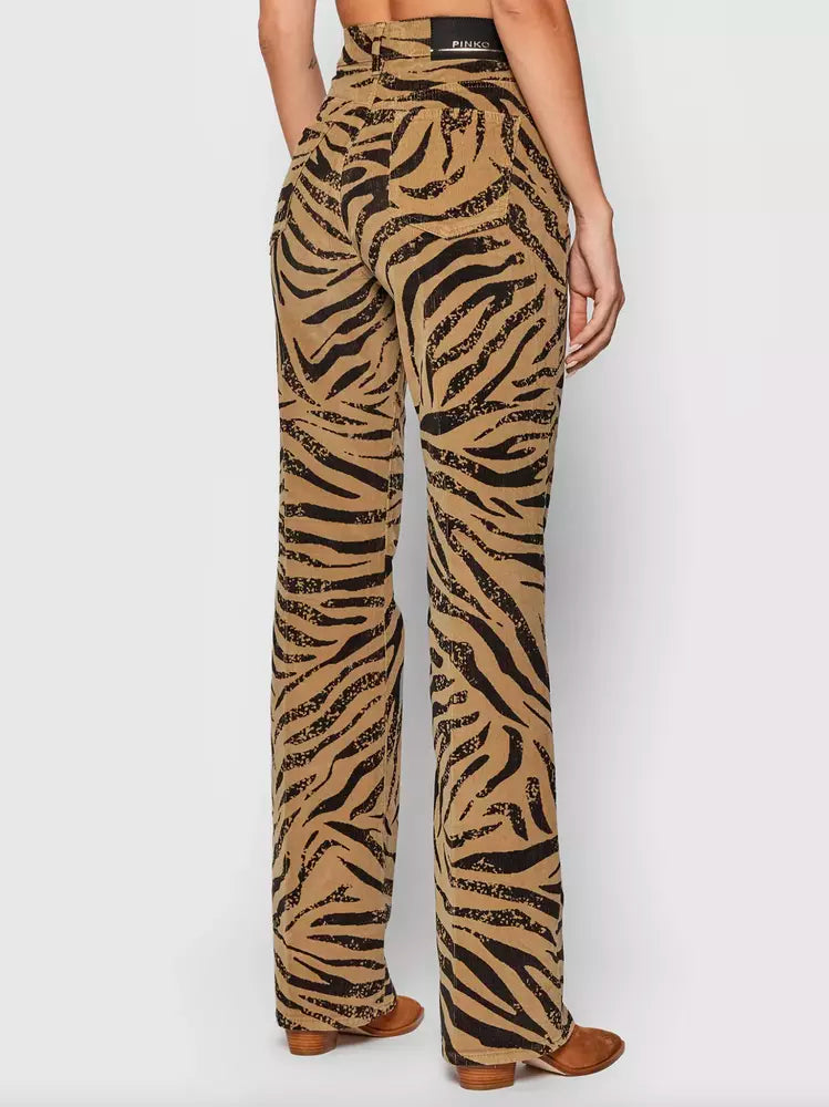 PINKO Chic Leopard Texture Cotton Pants