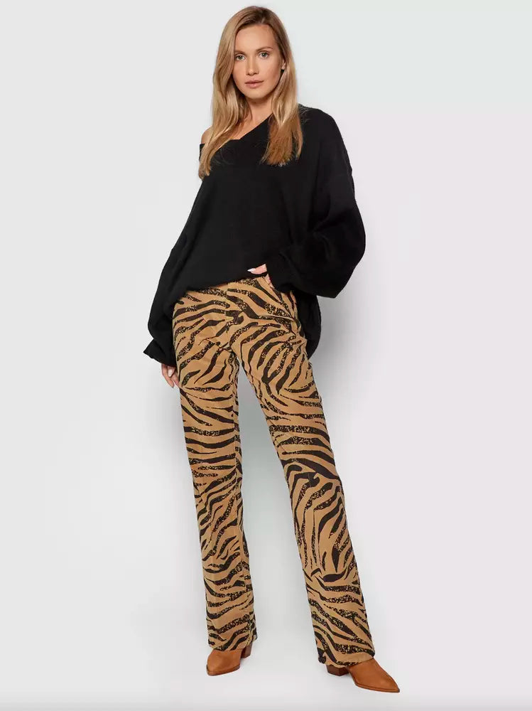 PINKO Chic Leopard Texture Cotton Pants