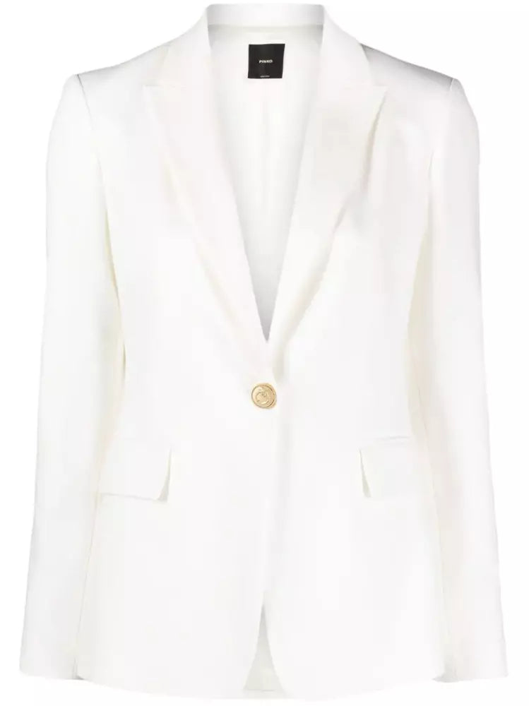 PINKO Elegant White One-Button Blazer Jacket