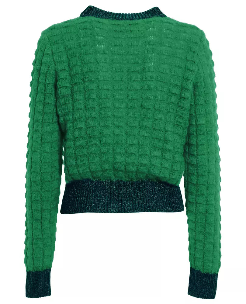 PINKO Chic Alpaca Blend Crop Sweater with Lurex Accents