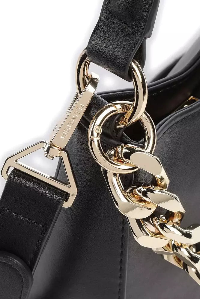 Plein Sport Elegant Faux Leather Shoulder Bag with Gold Chain