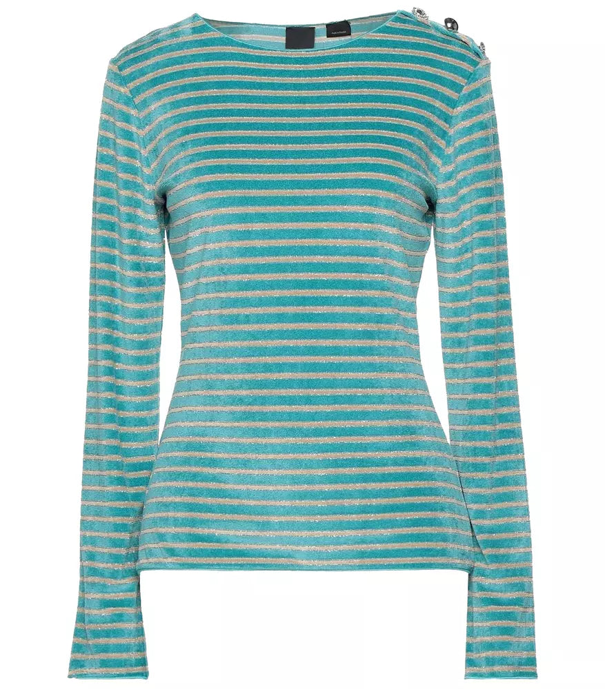 PINKO Chic Green Striped Jersey Sweater