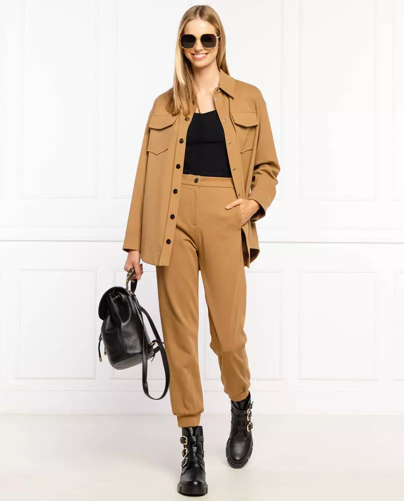 PINKO Chic Camel High-Waisted Trousers