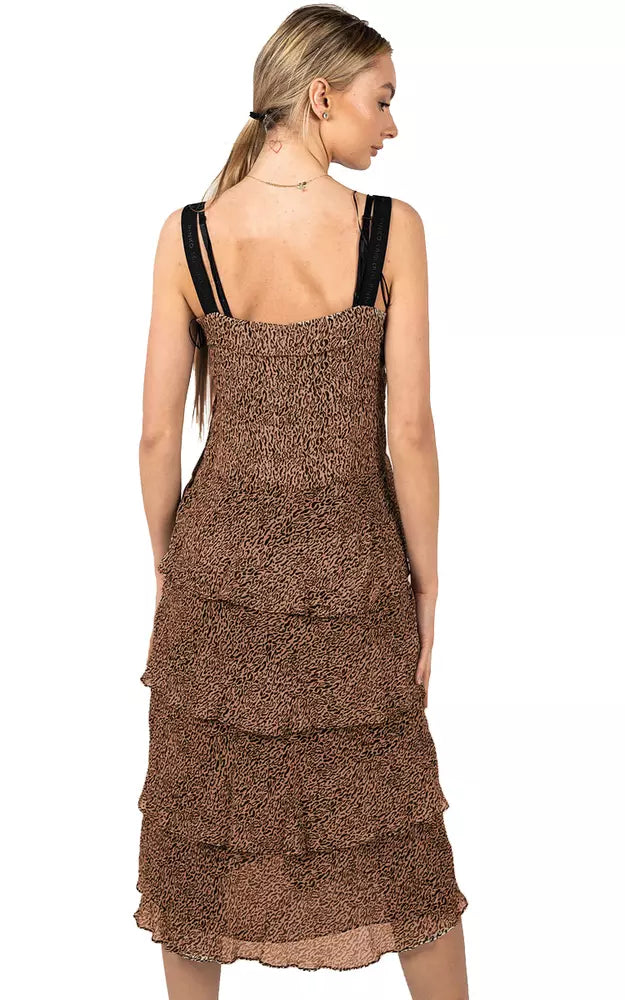 PINKO Elegant Leopard Print Sleeveless Dress