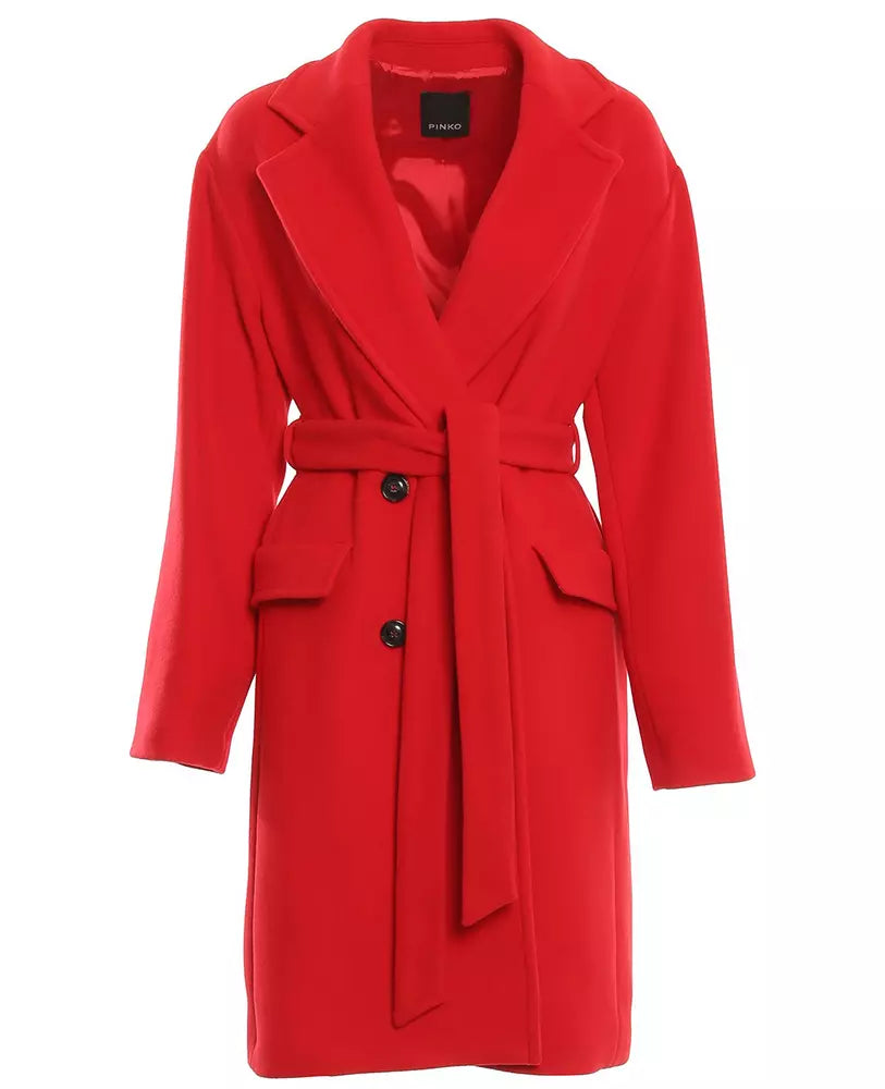 PINKO Chic Double-Breasted Red Velor Coat