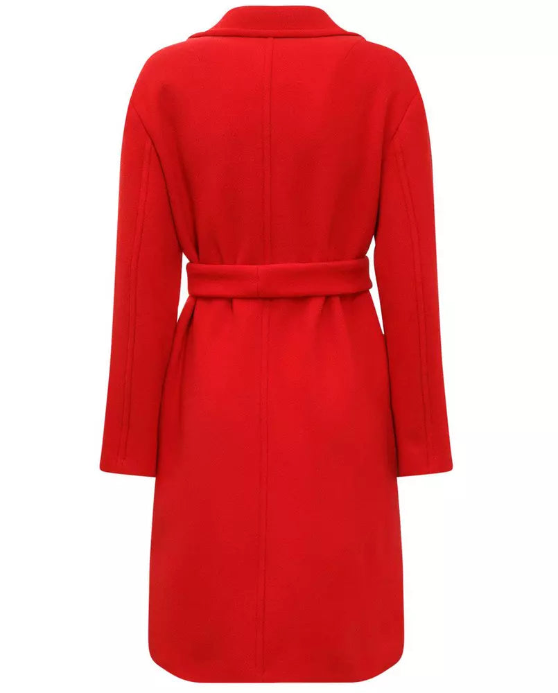 PINKO Chic Double-Breasted Red Velor Coat