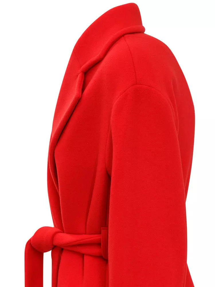 PINKO Chic Double-Breasted Red Velor Coat