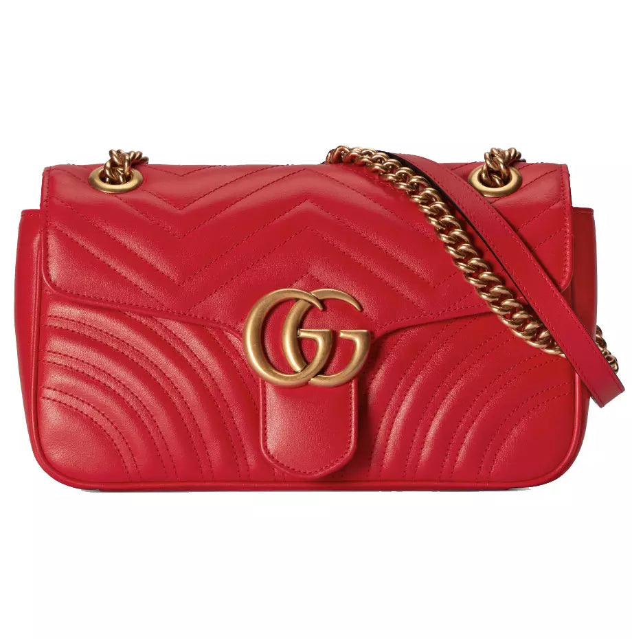 Gucci Elegant Red Matelassé Leather Shoulder Bag