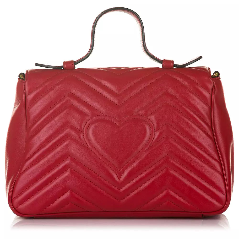 Gucci Elegant Chevron Quilted Red Leather Crossbody