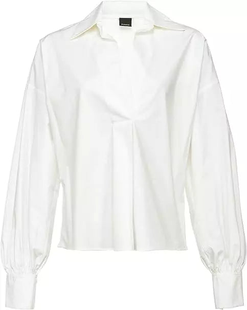 PINKO Elegant White Poplin Cotton Twinset Blouse