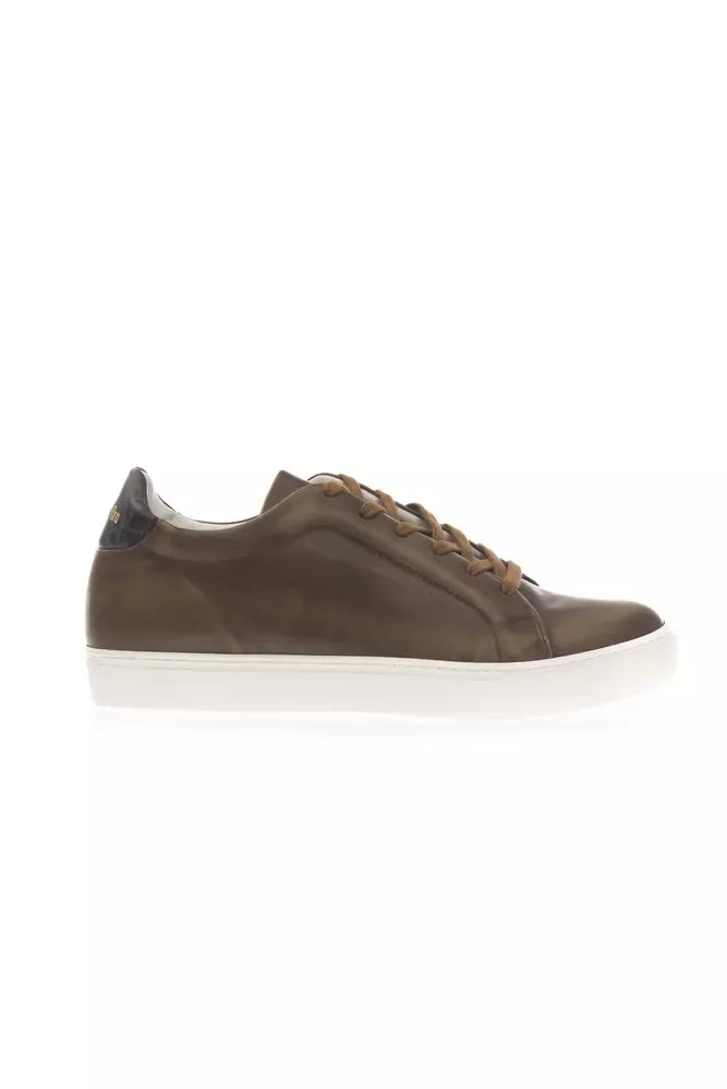 Pantofola D'Oro Brown Leather Men Sneaker