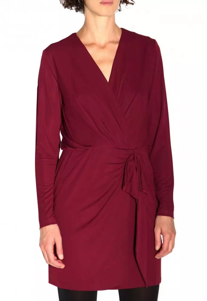 Liu Jo Elegant Red Draped V-Neck Dress