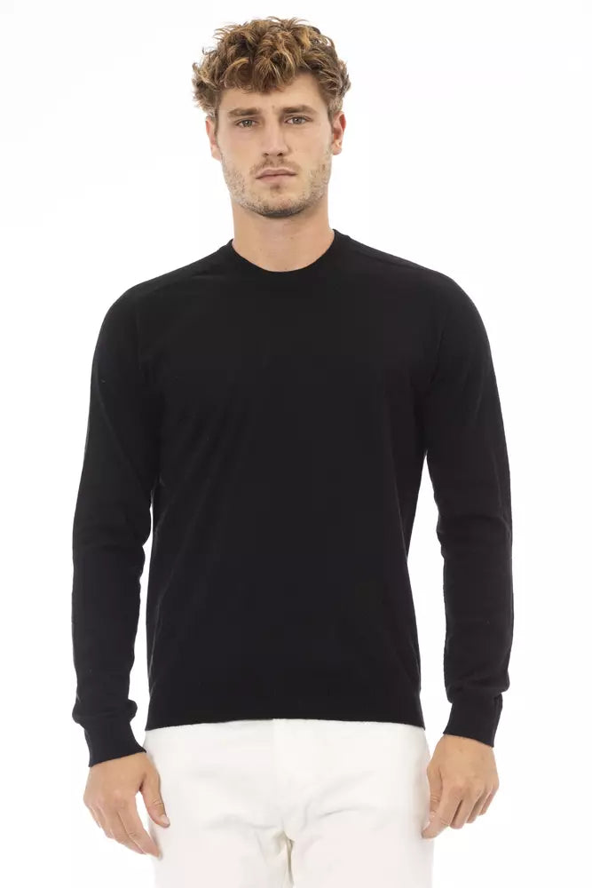 Alpha Studio Black Viscose Men Sweater