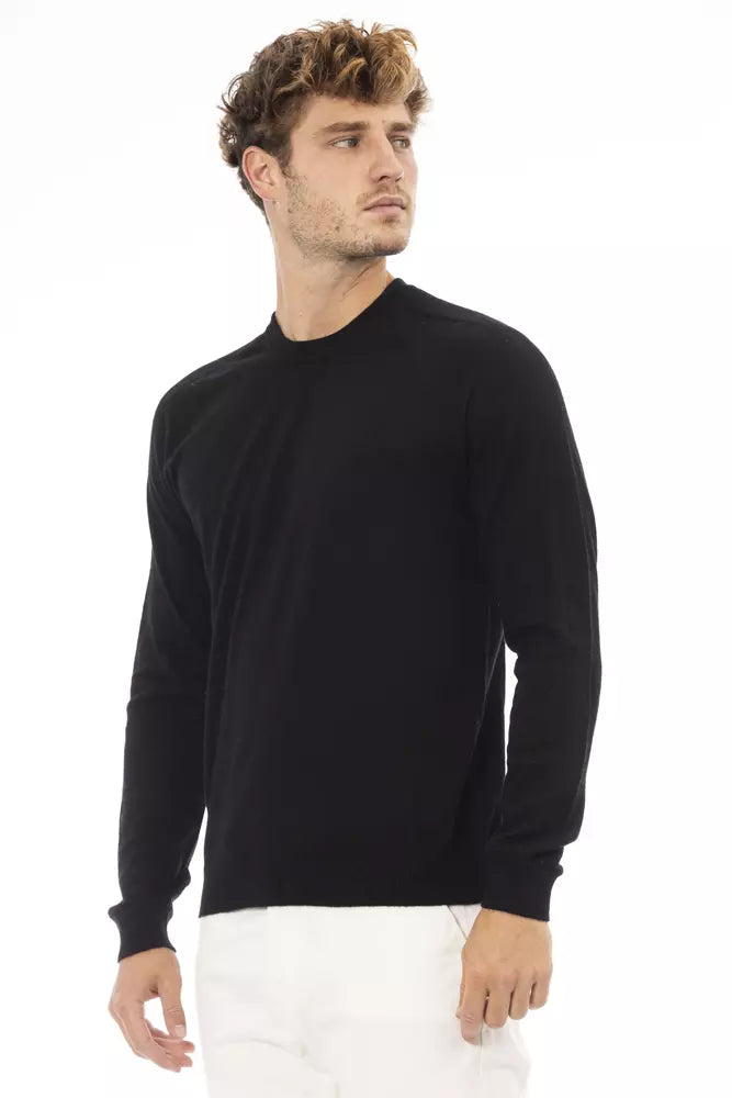 Alpha Studio Black Viscose Men Sweater