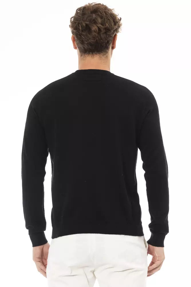 Alpha Studio Black Viscose Men Sweater