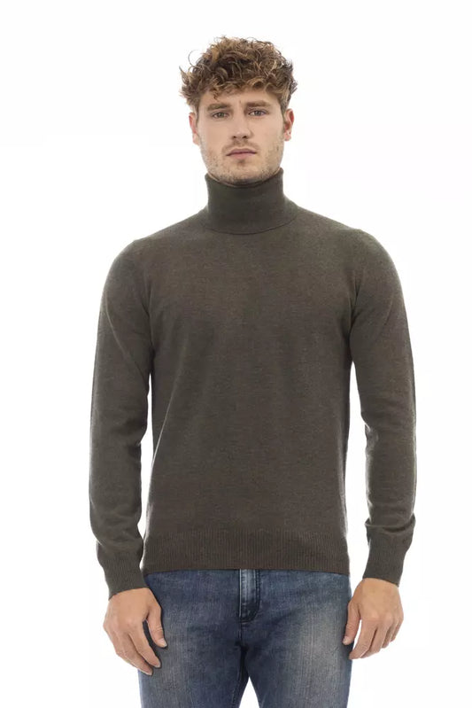 Alpha Studio Green Wool Men Sweater