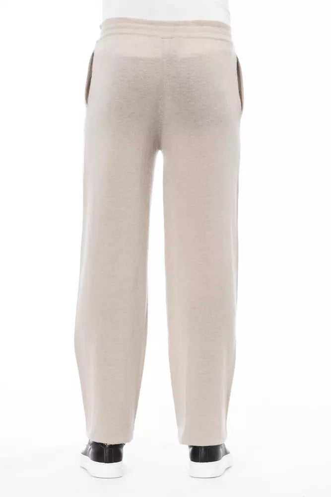 Alpha Studio Beige Wool Men Pant