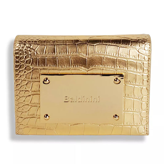 Baldinini Trend Golden Python Print Calfskin Shoulder Bag