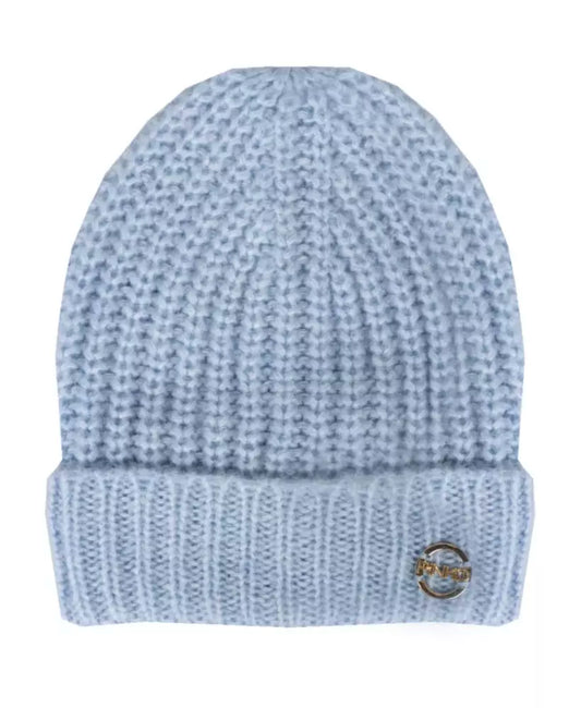 PINKO Elegant Light Blue Ribbed Beanie