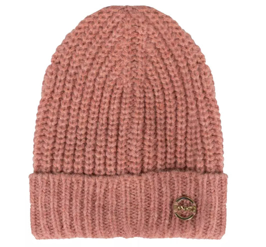 PINKO Chic Pink Melange Ribbed Beanie