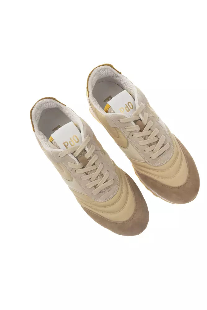 Pantofola D'Oro Beige Leather Men Sneaker