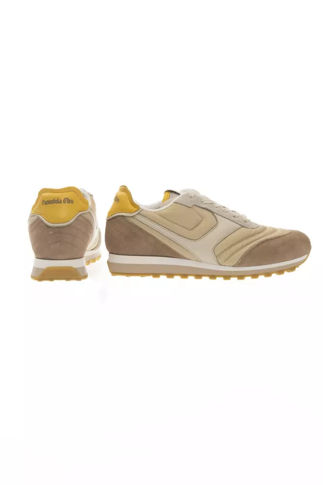 Pantofola D'Oro Beige Leather Men Sneaker