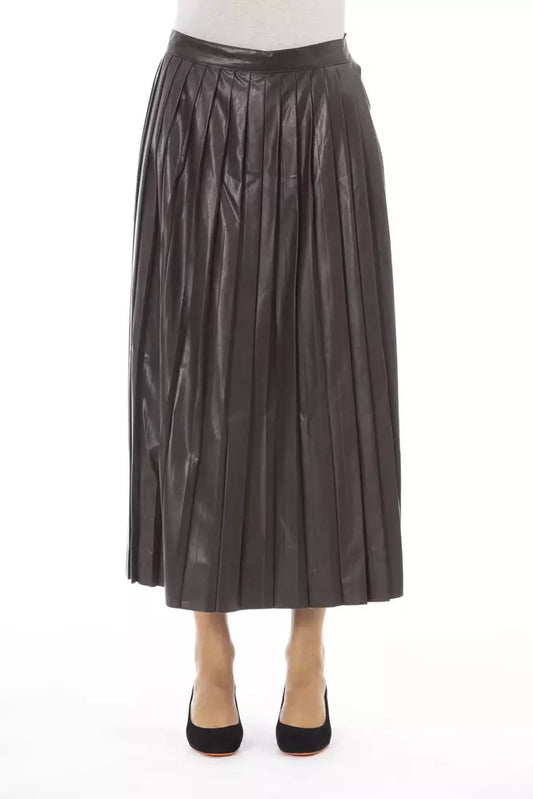 Alpha Studio Brown Polyethylene Women Skirt