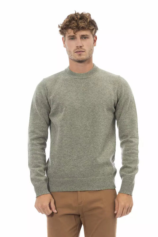 Alpha Studio Green Wool Men Sweater