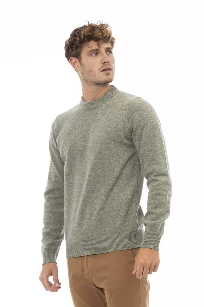 Alpha Studio Green Wool Men Sweater