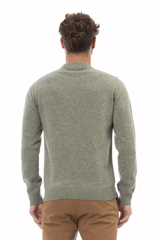 Alpha Studio Green Wool Men Sweater