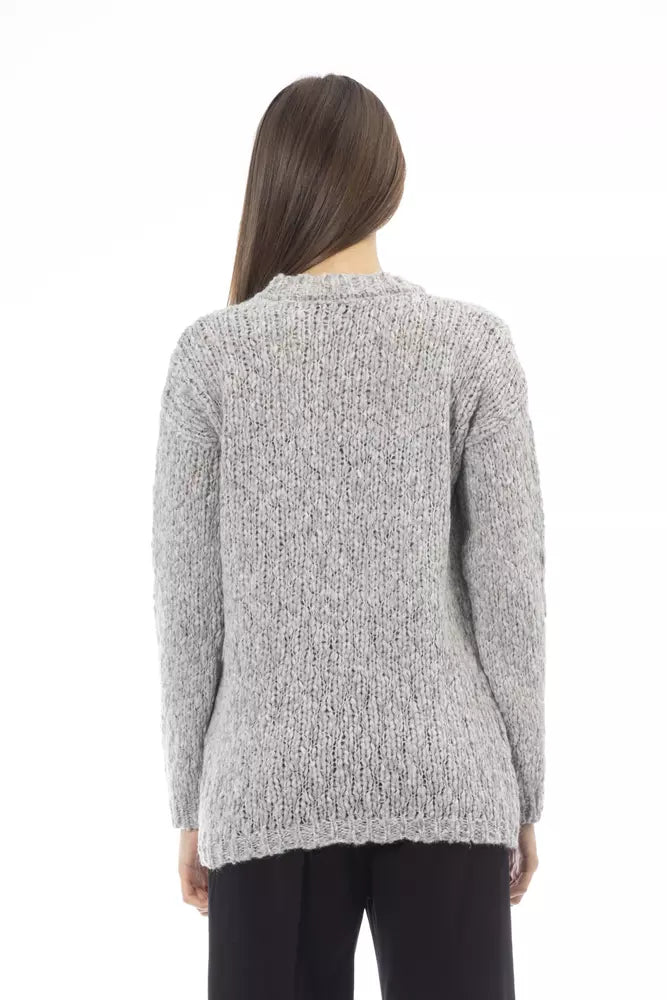 Alpha Studio Gray Acetate Women Sweater