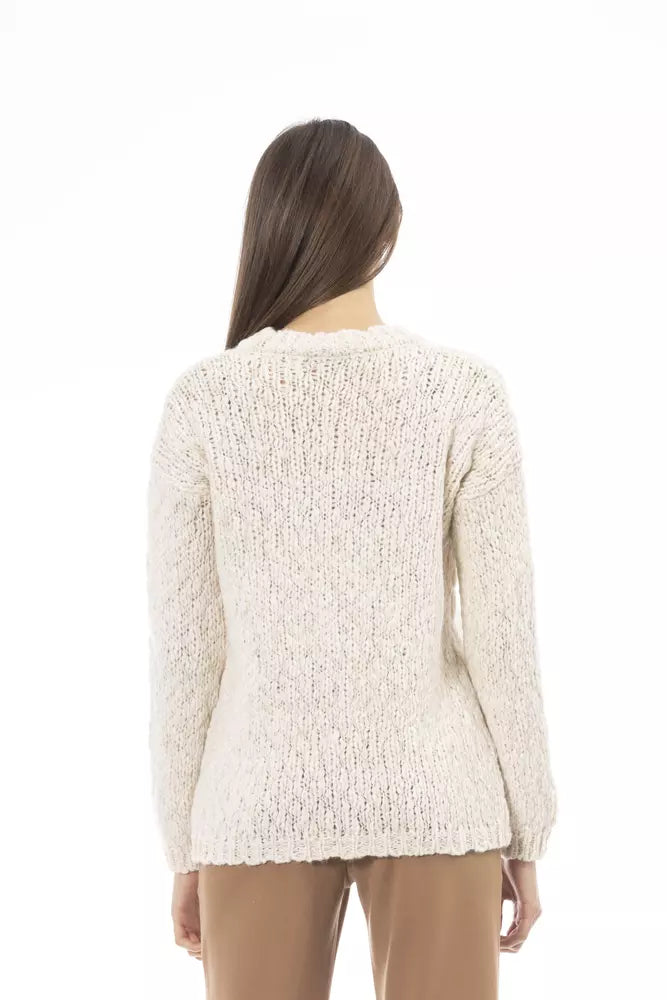 Alpha Studio White Acetate Women Sweater