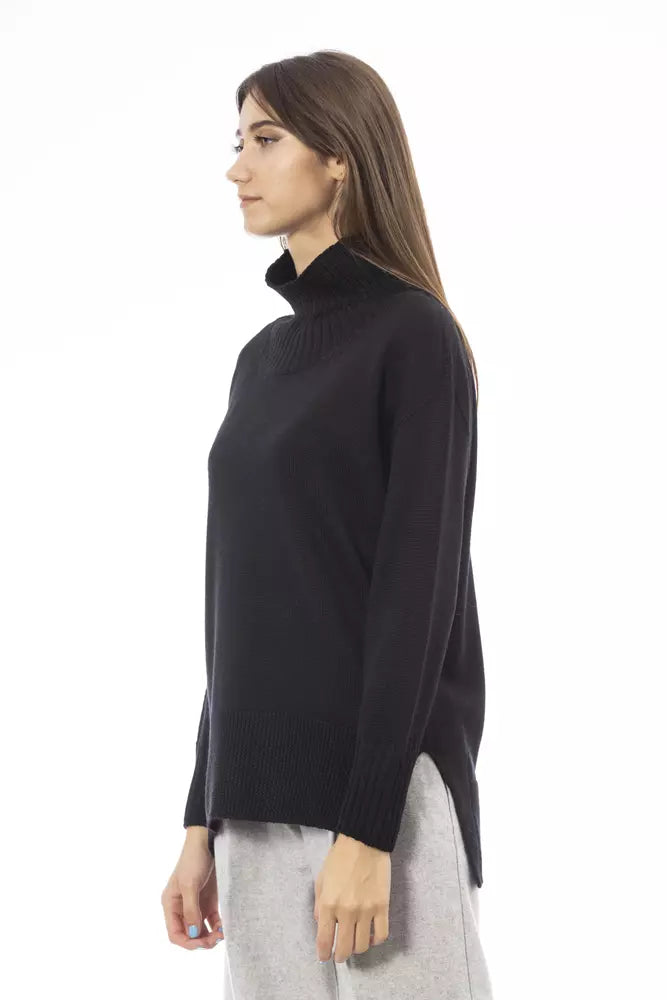 Alpha Studio Black Merino Wool Women Sweater