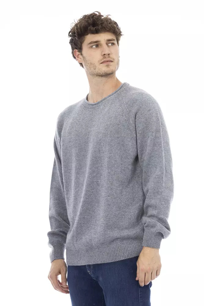 Alpha Studio Light Blue Viscose Men Sweater