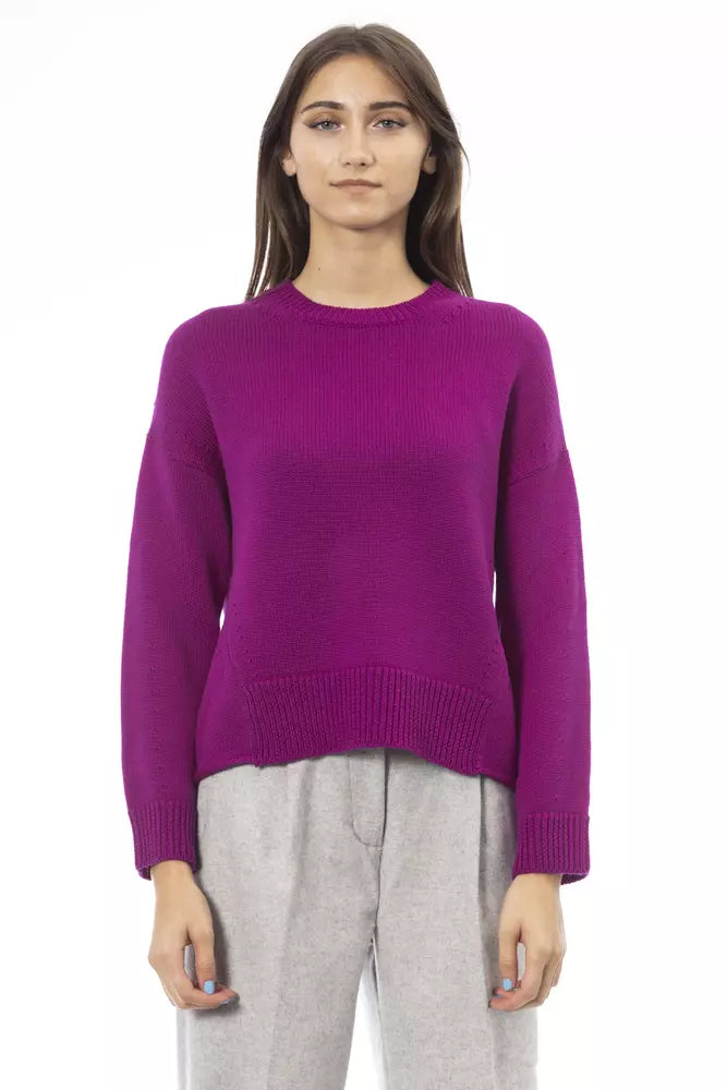 Alpha Studio Purple Merino Wool Women Sweater