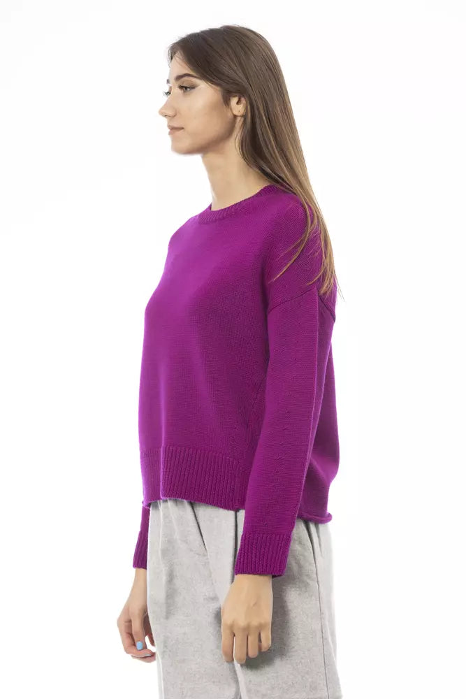 Alpha Studio Purple Merino Wool Women Sweater